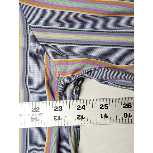 Alan Flusser Striped‎ Button Down Shirt Long Sleeve Cotton Colorful Mens L - Picture 5 of 8